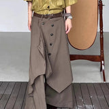 AIDASE  -  Korean Retro Trousers Skirt Solid Button Top Japanese Style New Men Women Irregular Design Pants Oversized Hakama Aesthetic aidase-shop