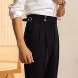 AIDASE  -  Men Naples Suit Pants High Waist Paris buckle Straight Trousers Spring Autumn Fashion Business Casual Korean Pants Streetwear aidase-shop