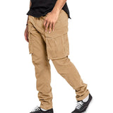AIDASE  -  Spring Autumn Casual Pants Men Solid Color Cargo Pants Drawstring Multi Pocket Jogging Sports Mens Outdoor Straight Trousers aidase-shop