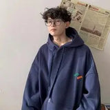 Streetwear Oversized Hoodies Men Green Hooded Sweatshirts Autumn Winter Casual Loose Warm Fleece Hoodies Korean Men Hip Hop Tops aidase-shop