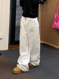 AIDASE  -  Plus Size American Embroidered Wide Leg Jeans Women Casual Straight Fit Loose Long Pants Vintage Versatile Slimming aidase-shop