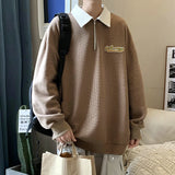 Aidase Korean wind Sweatshirt Men Women Lapel Collar Hoodie Trendy Harajuku College Style Oversize Casual Sports Polo lapel sweater aidase-shop
