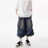 AIDASE  -  Summer Men's Multi-Pocket Solid Color Seven-Point Jeans American Retro Fashion Trend Street Hip-Hop Casual Loose Men's Bottoms aidase-shop