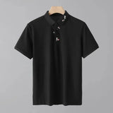 AIDASE  -  Embroidered Floral Men Short Sleeve T-Shirt Summer New Fashion Lapel Simple Men's Tees Versatile Casual Menswear 21E6538 aidase-shop