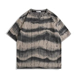 AIDASE  -  Men's Summer Abstract Wave Print T-shirt Casual Loose Short Sleeve V-neck Tee Streetwear Top aidase-shop