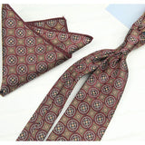 AIDASE  -  2PCS Neck Ties Set Fashion Paisley Striped Neckties Gentlemen Daily Wear Navy White Block Pocket Square Wedding Tuxedo Accessory aidase-shop