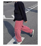 AIDASE  -  High Waist Straight Leg Raspberry Pink Denim Jeans Men Summer New Loose Wide Leg Floor-Length Pants Clean Washed Effect aidase-shop