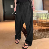 AIDASE  -  Men Striped Pants Lace Up Joggers Loose Casual Straight Trousers Men Streetwear 2025 Fashion Leisure Male Long Pants aidase-shop