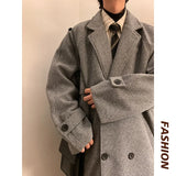Aidase Autumn Winter Wool Jacket Men Casual Solid Wool Coats Male Loose Turn Down Collar Mens Long Coat aidase-shop
