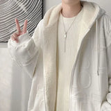Autumn and Winter American Men and Women Cardigan Hooded Sweater Couple Loose Relaxed Fashion Personalized Top harajuku y2k aidase-shop