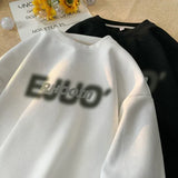 Aidase 2024 Men Sweatshirt Letter Print Harajuku Street Clothing Waffle Loose Women Men Unisex Round Neck Hoodies College Pullovers aidase-shop