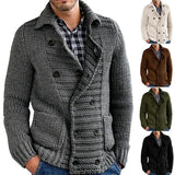 Aidase Nice European and American autumn and winter men's sweater cardigan solid color Lapel long sleeve knitted jacket aidase-shop