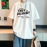 AIDASE  -  Fashion O-Neck Loose All-match Printed Letter T-Shirts Men's Clothing Summer New Oversized Korean Tops Casual Tee Shirt