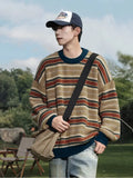 Aidase Retro Striped Soft Pullover Sweater Men Women Couple Model Autumn Winter Japanese Loose Lazy Wind Knit Sweater Warm aidase-shop