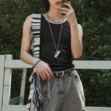 AIDASE  -  Summer New Men Tide Round Collar Vest Slim Sleeveless T-shirts Korean 100% Cotton Camisole Streetwear Chic Waistcoat HK5155 aidase-shop