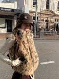 AIDASE  -  Women Leopard Print Reversible Vest Double Sides Wear Sleeveless Jacket Stand Collar Artificial Fur Vest Zipper Thermal Coat aidase-shop