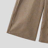 AIDASE  -  Men Striped Pants Button Joggers Loose Casual Wide Leg Trousers Men Streetwear Fashion Leisure Long Pants S-5XL aidase-shop
