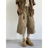 AIDASE  -  Summer Vintage Artistic Lazy Style Pleated Casual Pants Loose Big Pocket Men's Women's College Style Seven-Five Pants Trendy aidase-shop