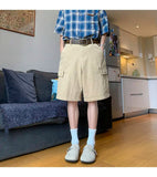 AIDASE  -  Summer Casual Men Cargo Shorts American Style Straight-leg Large Pocket Design Solid Color Male Pants Trend Loose aidase-shop