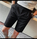 AIDASE  -  New Men Summer Slim-fit British Style Suit Shorts Light Luxury Business Straight-leg Shorts Leisure Button-down Half-pants M-3XL aidase-shop