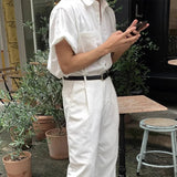 AIDASE  -  Short Sleeve Button-up Turn-down Collar Pockets Shirt For Men Fashion Solid Color Cardigans 2025 Summer New Casual Mens Shirts aidase-shop