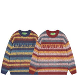 43.11Aidase American Street Personality Gradient Letter Round Neck Sweater for Men and Women in Autumn and Winter Lazy Style Couple Knitted aidase-shop