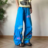 AIDASE  -  American Style Simple Men's Trousers Letter Print Decoration Drawstring Design Loose Hip Hop Casual Male Pants aidase-shop