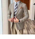 Aidase British Man Blazer Hombre Autumn Fashion Lattice Men  Jacket Korean Slim Fit Blazer Hombre Casual Gray Blazer aidase-shop