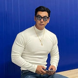 Aidase Trendy striped solid color fitness long sleeved men's running training elastic quick drying sports T-shirt with tight base aidase-shop