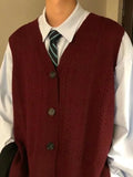 Aidase Knit Sweater Male Red Sleeveless Vest Men's Clothing Slit Button Waistcoat Cardigan Best Selling Products 2024 Overfit Cotton