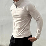 AIDASE  -  Casual Sports Men's Spring and Autumn New Splicing O-Neck Zipper Fashion Solid Color Slim Fit Versatile Long Sleeve Top aidase-shop