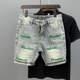 Aidase Male Denim Shorts Oversize Big Size Retro With Text Men's Short Jeans Pants Cut Cowboy Korean Fashion Jorts Sale Vintage aidase-shop