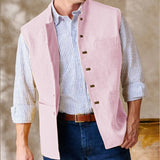44.59Aidase Men Vests Sleeveless  Stand Up Collar Single Breasted Solid Color Lightweight Cardigan High Quality Male Outerwear chaleco aidase-shop
