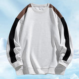 AIDASE  -  Men's Color Contrast Patchwork Casual Textured Crewneck Sweatshirt Mens Oversized Solid Sweatshirts aidase-shop