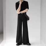 AIDASE  -  Casual Men's Wide Leg Pants Draped Pure Color Loose Fit Straight Cut Spring Summer Casual Trousers Male Fashion Long Trousers aidase-shop