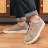 AIDASE  -  Spring men's thick soled board shoes high-quality suede leather casual sports shoes comfortable and fashionable low top shoes aidase-shop