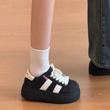AIDASE  -  Woman Casual Sneakers Spring Fashion Round Toe Lace Up Platform Height Increase Flat Shoes Outdoor Trendy Versatile Chunky Flats aidase-shop