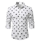 AIDASE  -  Spring and Autumn Polka Dot Print Long Sleeve Men's Shirt Casual Shirt aidase-shop