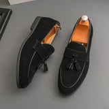AIDASE  -  Brand Fashion Purple Dress Tassels Loafers Male Business Flats Office Casual Suede Leather Shoes Mens Comfortable Dress Shoes aidase-shop