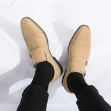 AIDASE  -  Men Classic Loafers PU Brown Comfortable Fashionable Pointed Leather Shoe British Style Party Social Brand Shoes Men Sizes 38-46 aidase-shop