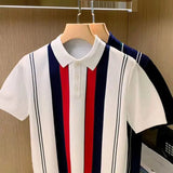 Aidase High Quality Summer New Men's Knitting Short Sleeve T-Shirt Men Casual Button Fashion Top Fashion Polo Shirt