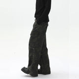 AIDASE  -  Men's Casual Trendy Basic Daily Loose Camouflage Wide Leg Straight Multi Pockets Denim Trousers American New Fashion Jeans Pants aidase-shop