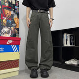 AIDASE  -  American Style Men's Overalls High Street Curved Knife Design Trendy Loose Straight Wide Leg Casual Stylish Pants 21E5826 aidase-shop