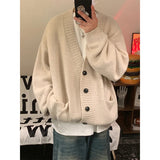 AIDASE  -  Autumn Winter New V-neck Cardigan Men's Loose Casual Knitted Sweater Trendy Daliy Simple All-match High Street Soft Coats aidase-shop