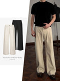 AIDASE  -  Old Money Style Linen Casual Pants for Men, Summer Thin Breathable Lightweight, High Waist, Straight Wide Leg, Micro Flare Suit aidase-shop