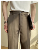 AIDASE  -  Summer Men's Straight Slim Fit Korean-style Tapered Solid Color Dress Pants Casual Trousers  28-38 aidase-shop