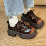 AIDASE  -  Spring Platform Thick Bottom Women JK Mary Jane Shoes Concise Lace Up Shoes Vintage Elegant British Style Shoes aidase-shop
