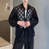 AIDASE  -  Spring Summer Square Neckline Hollowed Out Long Sleeve Shirts Niche Personalized Petal Design Men's Tide Chic Shirt aidase-shop