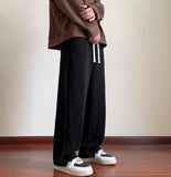 Aidase Men Pants Streetwear Simple Solid Spring Autumn Pleated Straight Drawstring American Style Male All-match Casual Loose Oversize aidase-shop