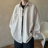 =Aidase Fashion Lapel Button All-match Solid Shirts Coats Men's Clothing Spring New Loose Casual Long Sleeve Tops Korean Shirt aidase-shop